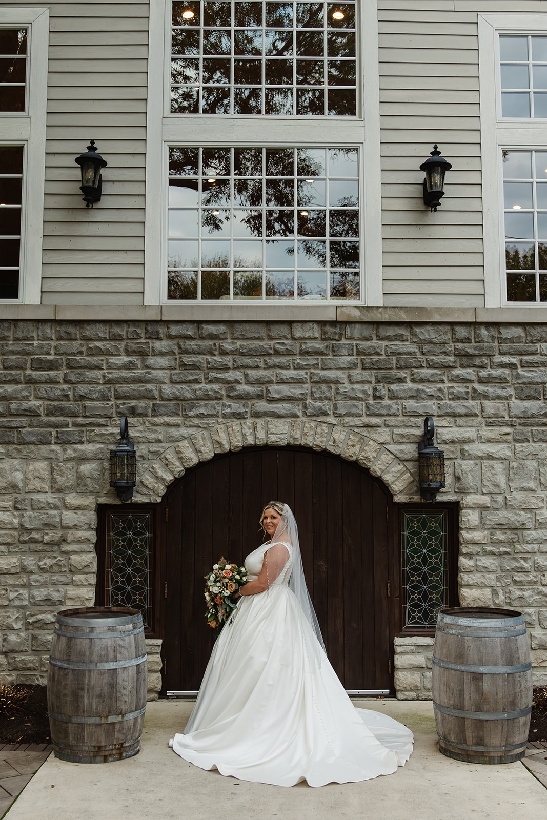 Engaged Ohio couple walking together outdoors during wedding portraits
